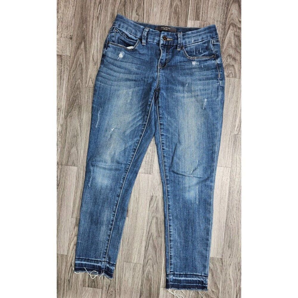 (3/$35) The Limited Size 2 R Distressed Whiskered Fringe Hem Ankle Skinny Jeans
